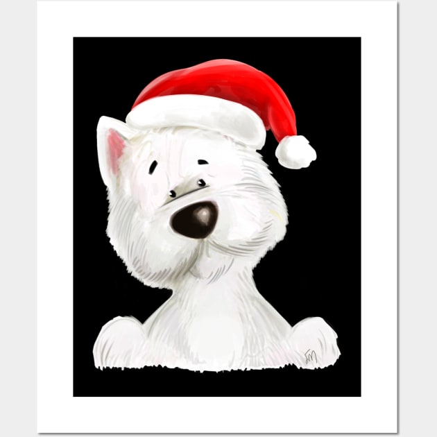 Santa westie Wall Art by Teeject